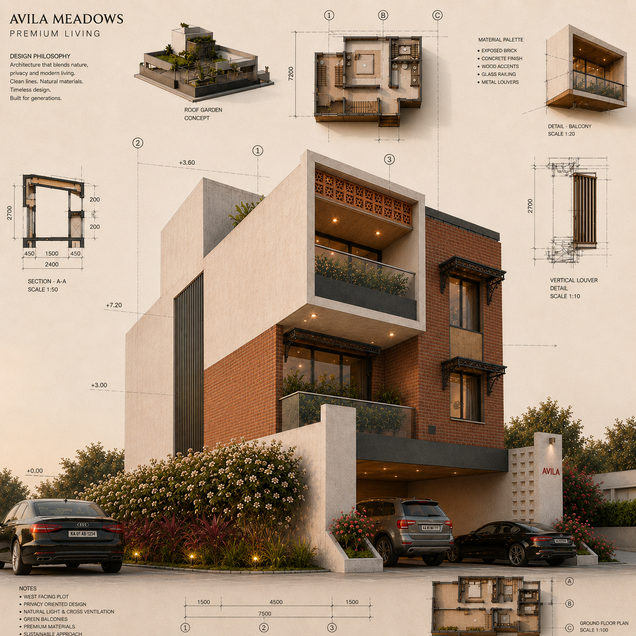 Avila Meadows premium living architectural concept board