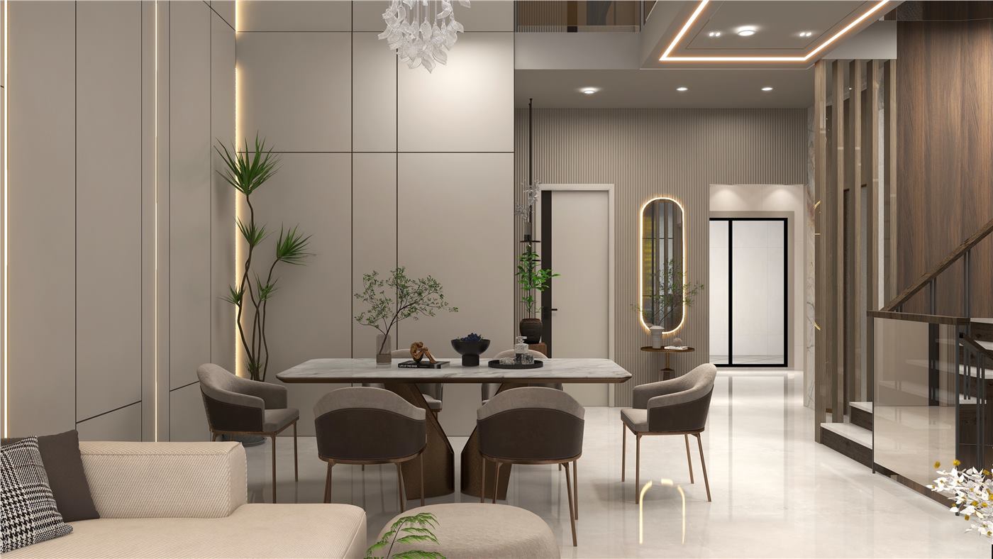 Elegant living and dining interior at Avila Meadows